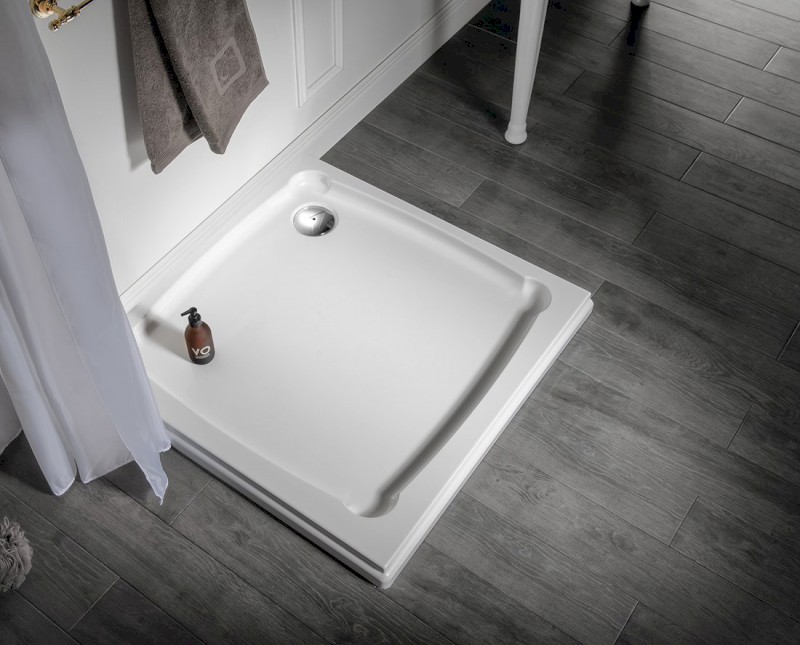 DIONA sprchová vanička z litého mramoru, čtverec 90x90x7,5cm, bílá GD009