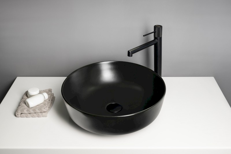 RONDEA keramické umyvadlo na desku Ø 41cm, černá mat AR445B