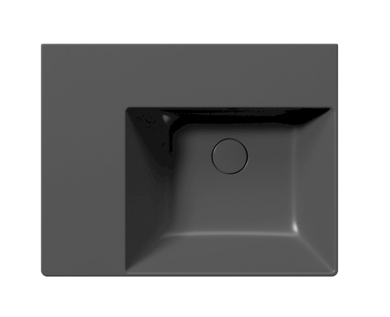 KUBE X keramické umyvadlo 60x47cm, s odkládací plochou vlevo, bez otvoru, černá mat 9439026