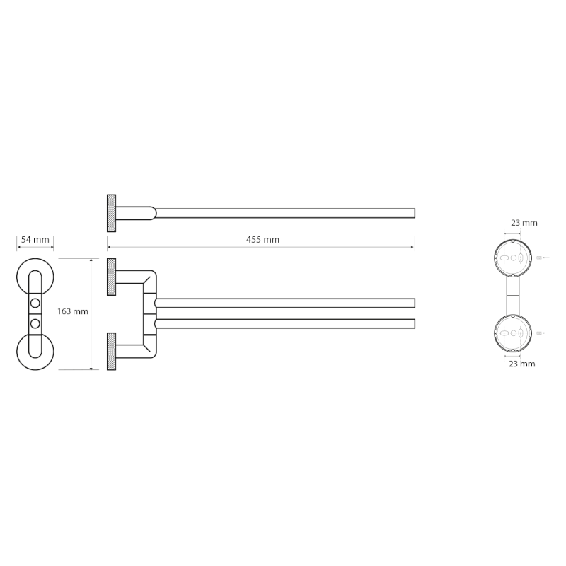 LARISSA dvojitý držák ručníků otočný 350mm, černá/měď mat WS021BC