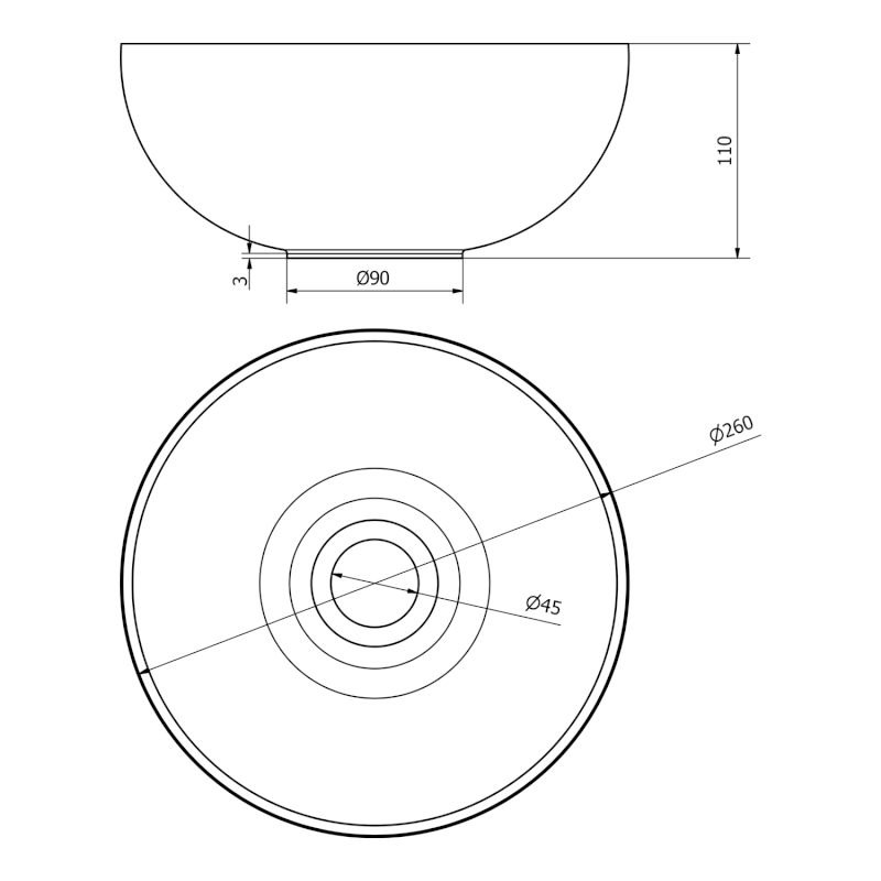 MINOR betonové umývátko na desku, Ø 26cm, žlutá mat MR26022