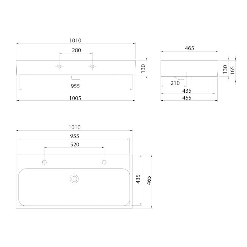 TORIDI keramické dvojumyvadlo 101x46,5cm, černá mat TU0222B