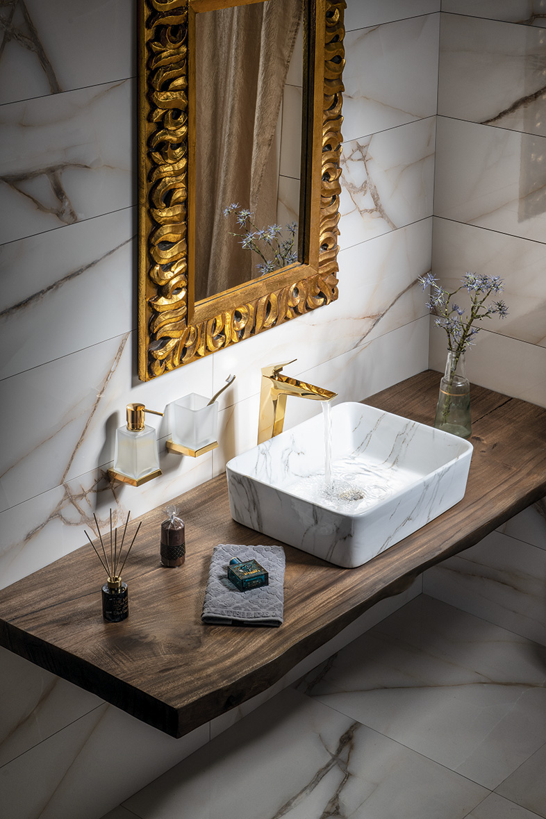 DALMA keramické umyvadlo na desku, 48x38cm, carrara MM517