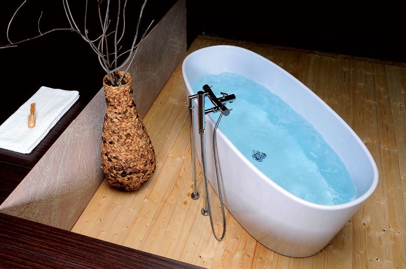 TESS volně stojící vana litý mramor 157x70x67cm, bílá 99613