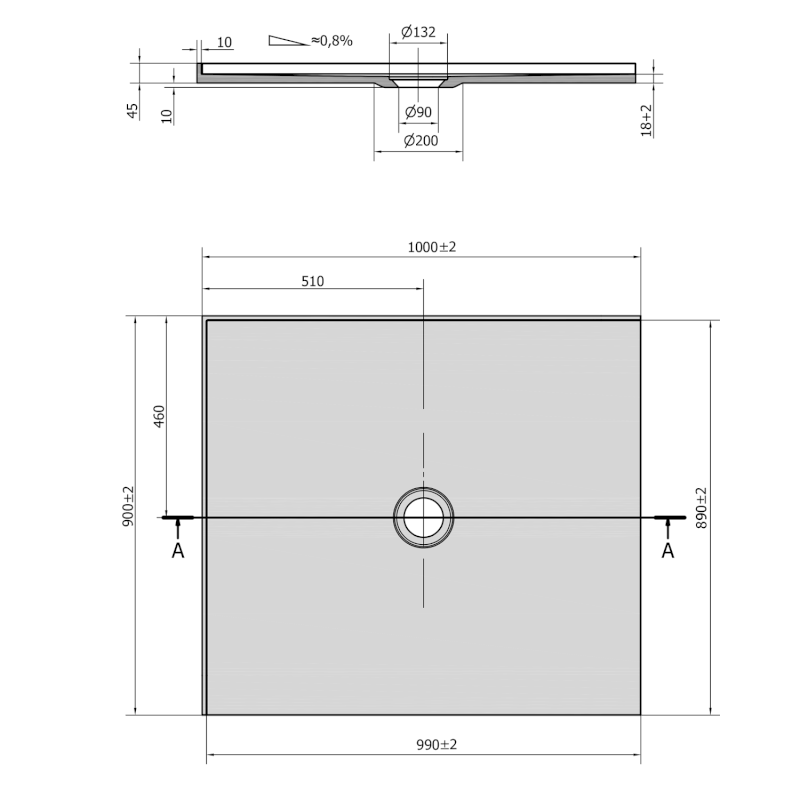MIRAI sprchová vanička z litého mramoru, obdélník 100x90x1,8cm, levá, bílá 73171
