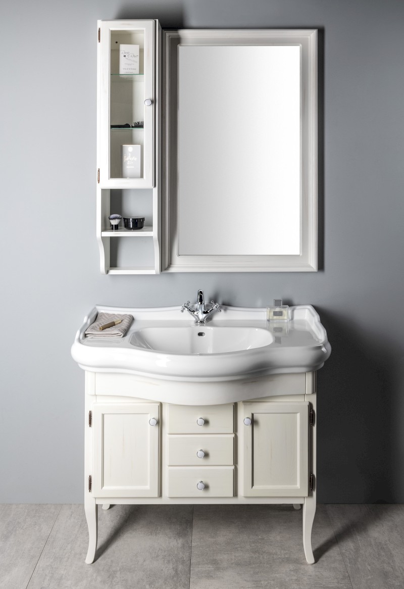 RETRO zrcadlo v dřevěném rámu 70x115cm, starobílá 1686