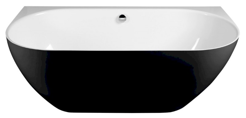 PAGODA nástěnná vana litý mramor 170x85x58cm, černá/bílá 10281