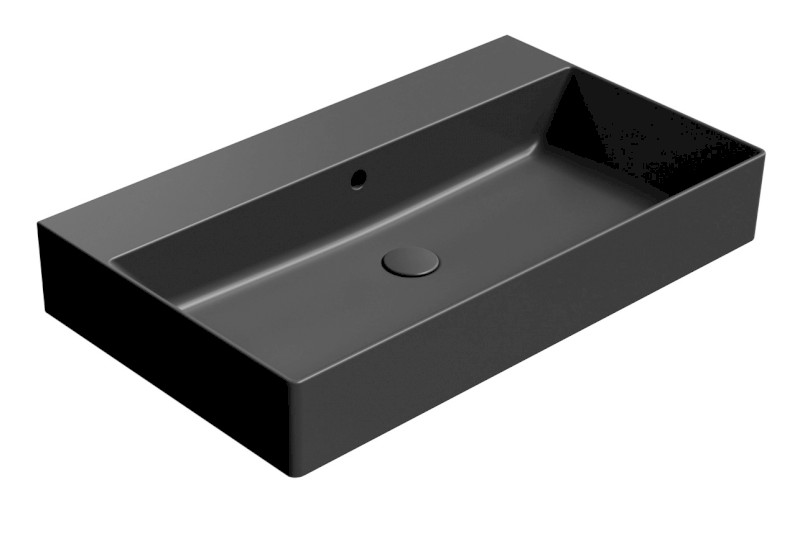 KUBE X keramické umyvadlo 80x47cm, bez otvoru, černá mat 9422026