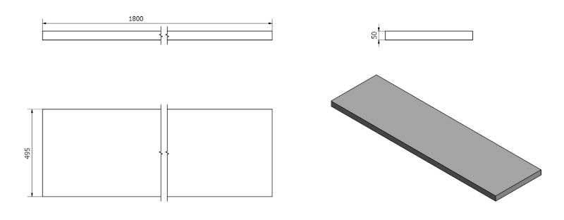 AVICE deska pod umyvadlo 180x50cm, tl.5cm, cement AV187