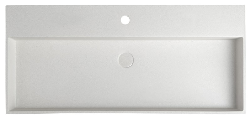 QUADRADO betonové umyvadlo včetně výpusti, 96x44cm, bílý pískovec AR467