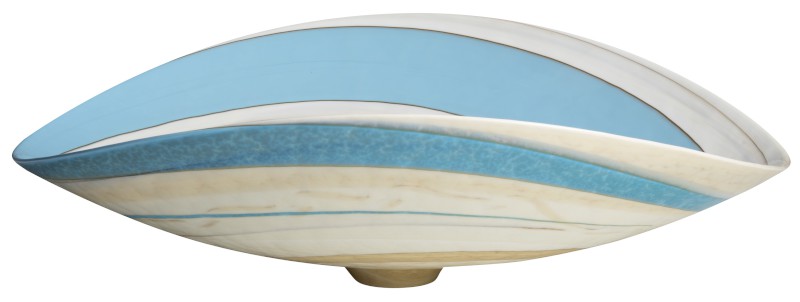 NIKA MURANO skleněné umyvadlo na desku, 51x45cm, oválné, ivory/tyrkysová YM1239