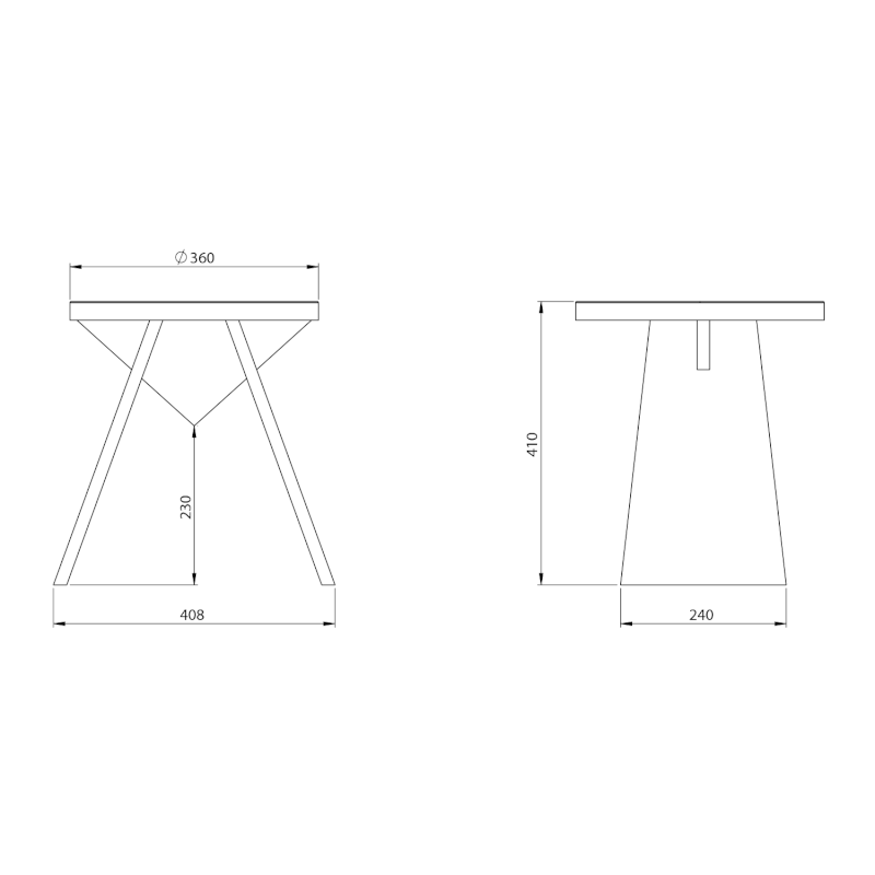 ASTYLE kulatá stolička ø 36x41cm, masiv přírodní dub AS420