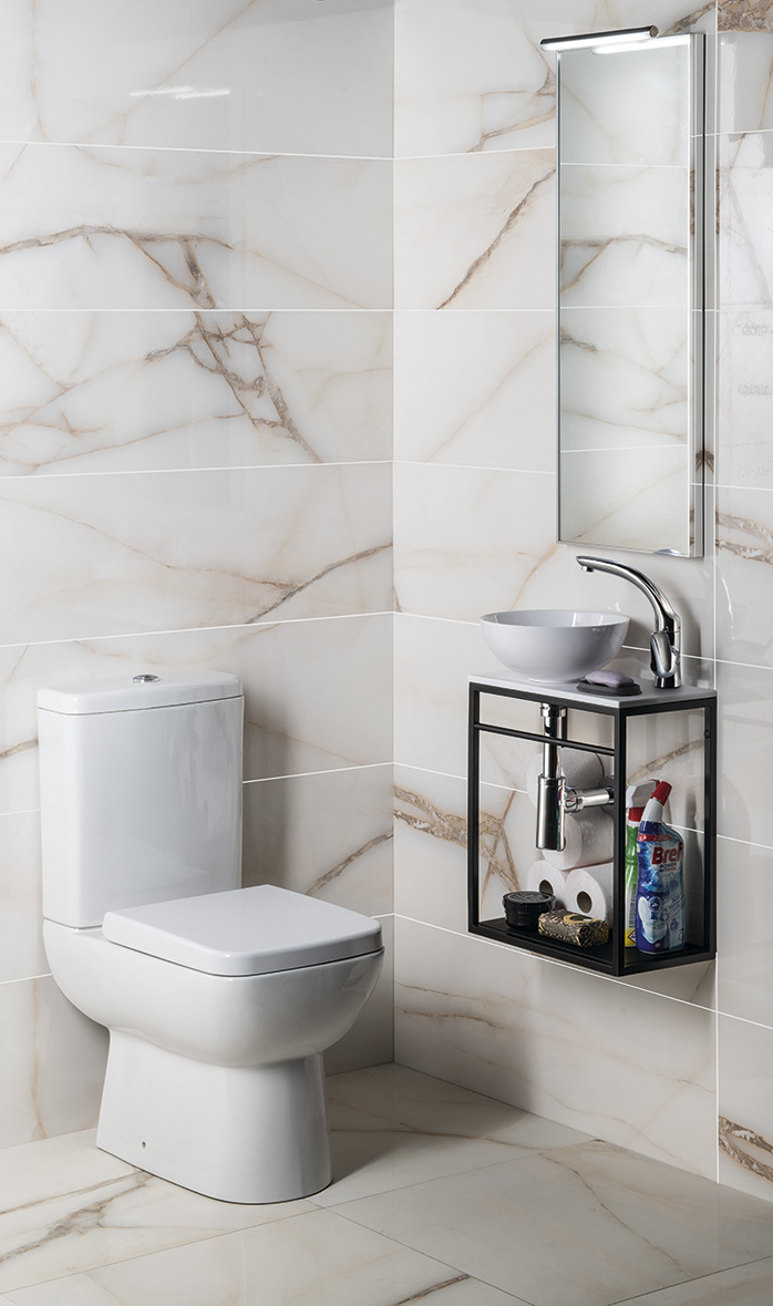 MINOR umývátko na desku, litý mramor, Ø 26cm, bílá MR260