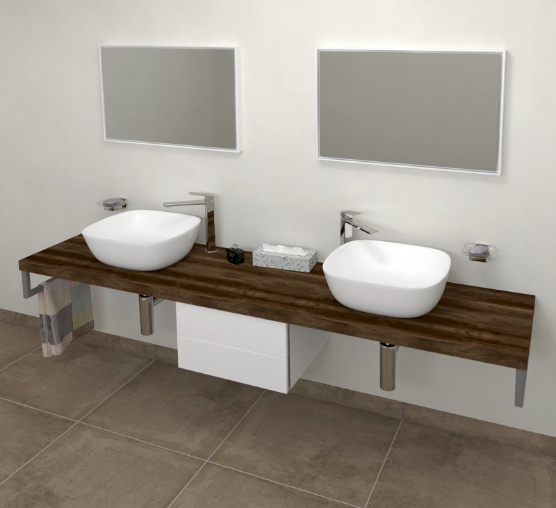 AVICE deska pod umyvadlo 230x50cm, tl.5cm, dub tmavý AV2311