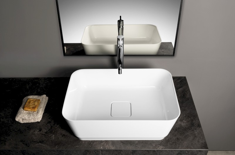 BANERA SQUARE umyvadlo na desku, litý mramor, 50x36cm, bílá 14596