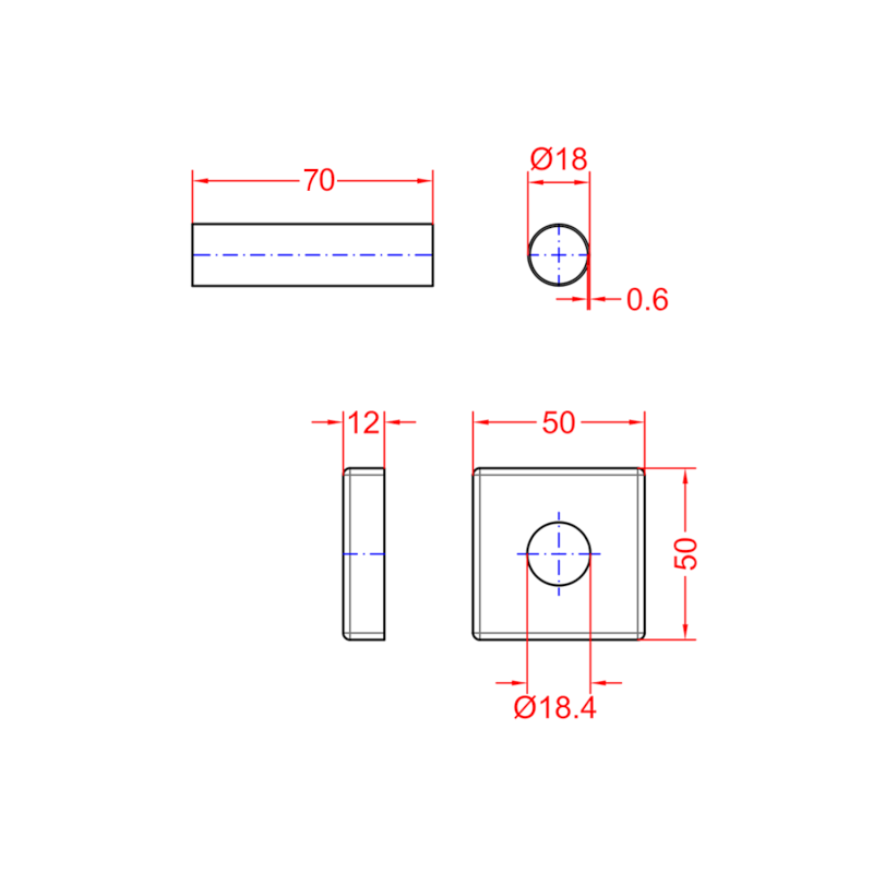 Set krycích rozet hranatých, černá mat CP815B