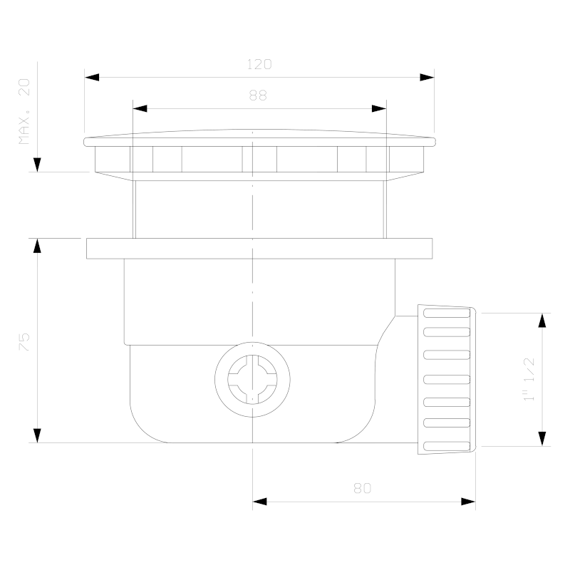 Vaničkový sifon, průměr 90mm, DN40, krytka zlato mat 1711GB