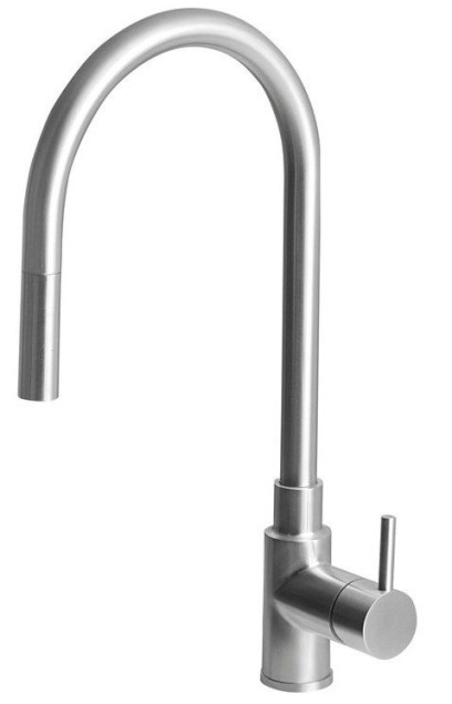 DUNA stojánková dřezová baterie s výsuvnou sprškou, nerez mat DU015