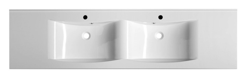 LUCIOLA dvojumyvadlo, litý mramor, 180x48cm, bílá 50184