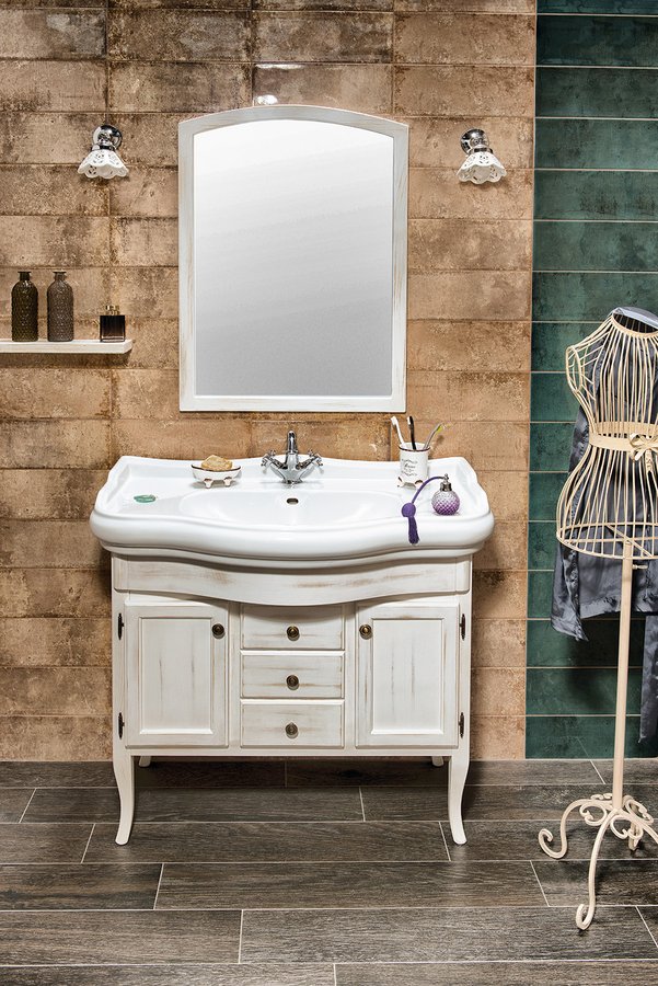 RETRO umyvadlová skříňka 89x80x48cm, starobílá 1621