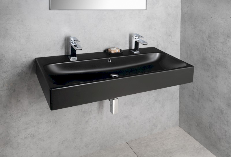 TORIDI keramické dvojumyvadlo 101x46,5cm, černá mat TU0222B