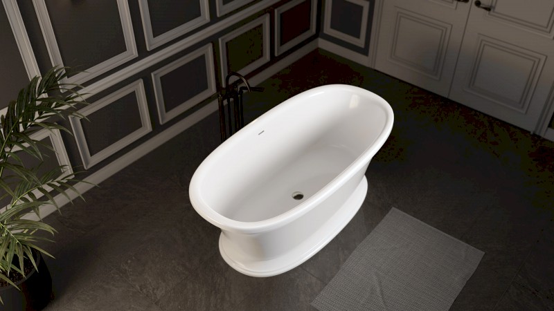 VELIA volně stojící vana litý mramor 167x83x62,5cm, bílá 92230