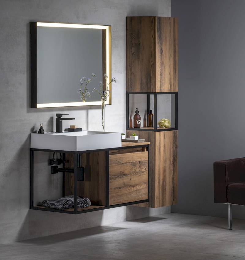 SKARA skříňka 35x171x32cm, 2x dvířka, levá/pravá, černá mat/dub Collingwood CG010-1919