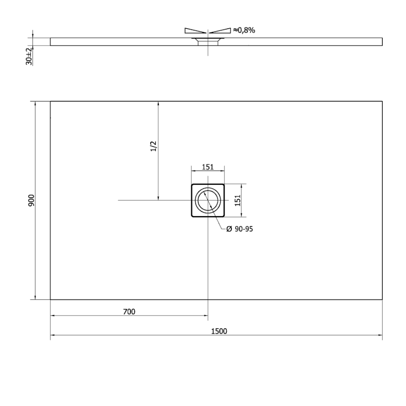 FLEXIA vanička z litého mramoru s možností úpravy rozměru, 150x90cm, antracit mat 72898.51