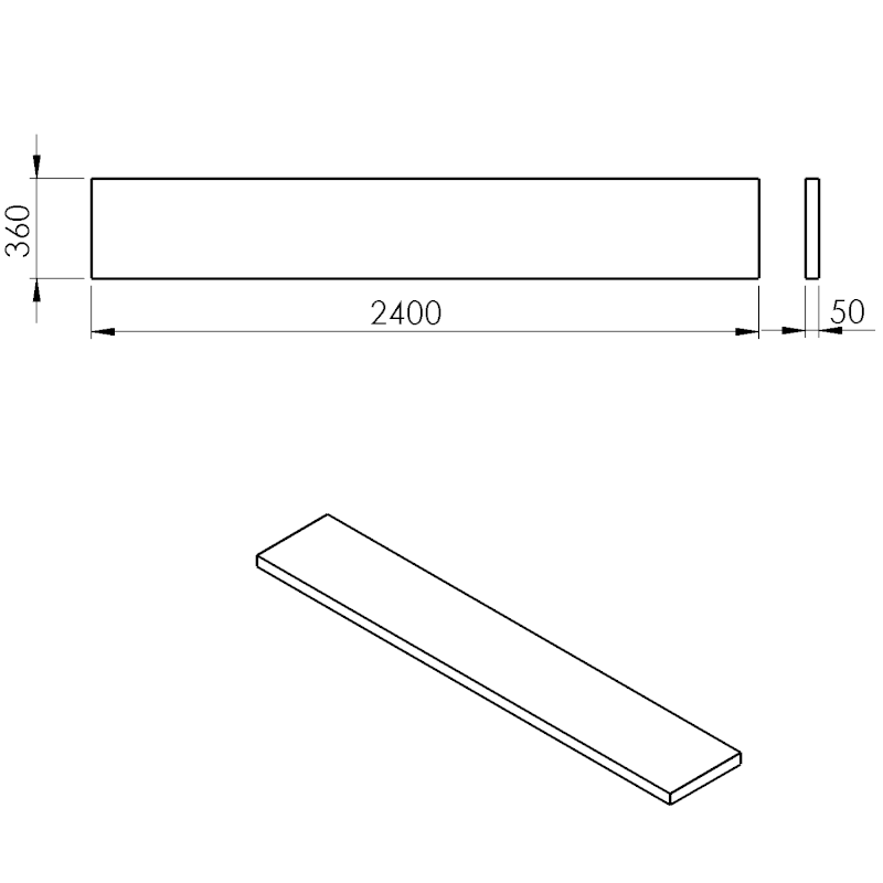 AVICE deska pod umyvadlo 240x36cm, tl.5cm, cement AV2467