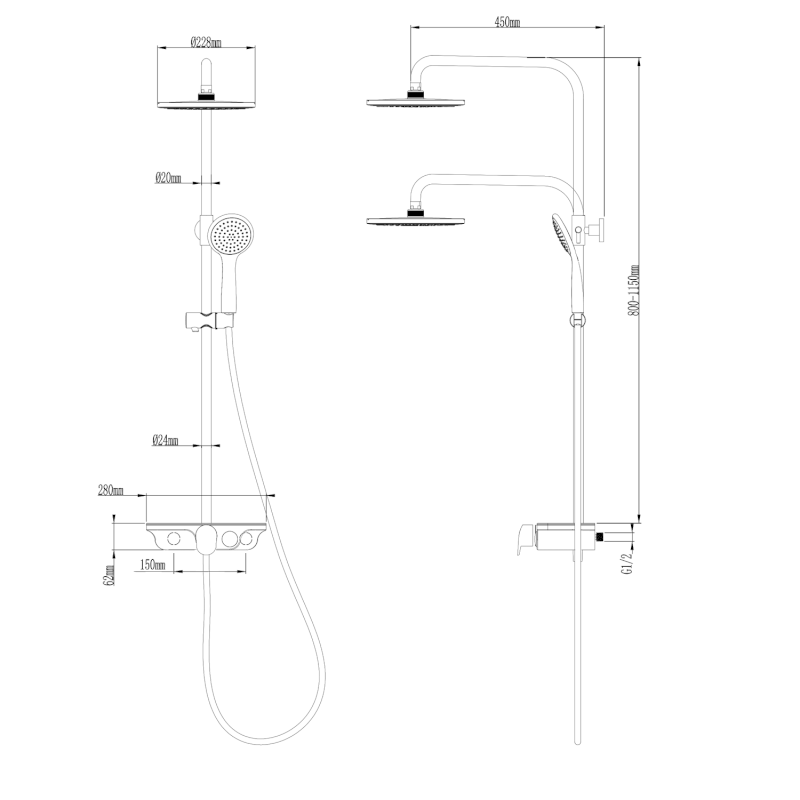 MARCO sprchový sloup s pákovou baterií, chrom SL100