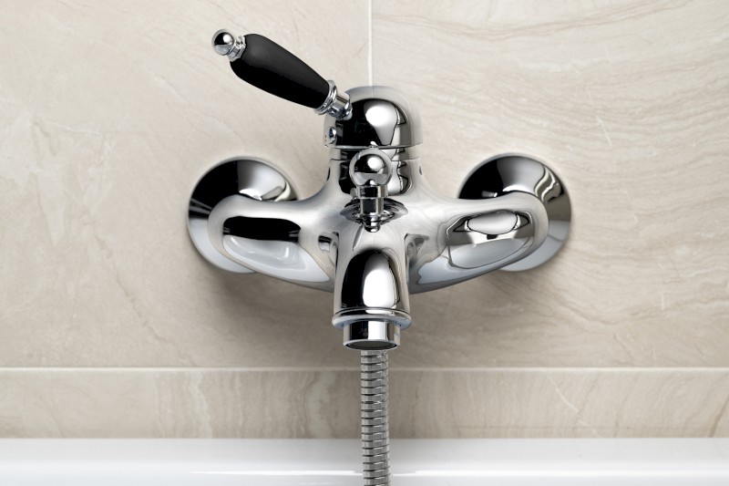 KIRKÉ BLACK nástěnná vanová baterie, černá páčka, chrom KI10NC