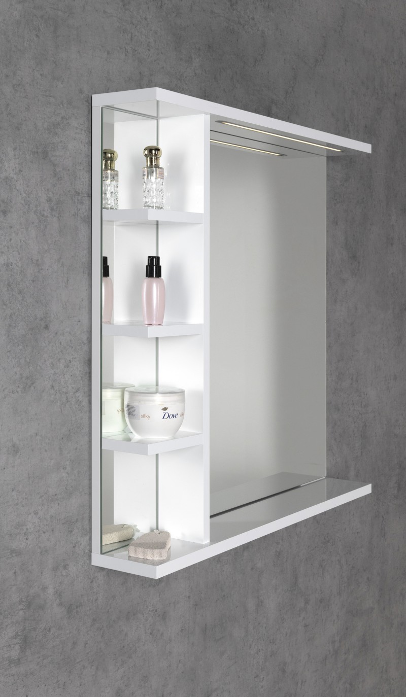 KORIN STRIP zrcadlo s LED osvětlením a policemi 80x70x12cm KO350S