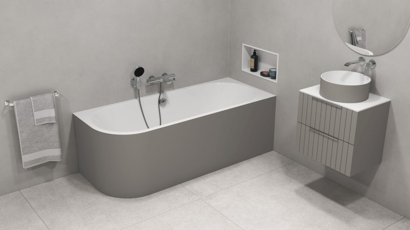 VIVA R MONOLITH asymetrická vana 170x75x60cm, bílá/agila 78119M.43