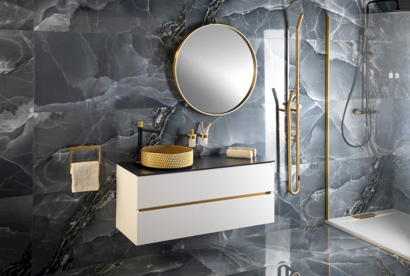 NOTION kulaté zrcadlo v rámu ø 70cm, zlato mat NT700G