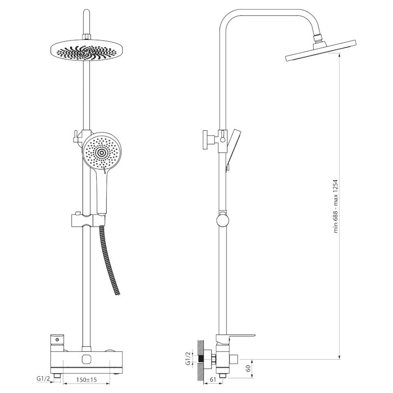 Sprchový sloup s pákovou baterií, otočné ramínko, chrom CF139
