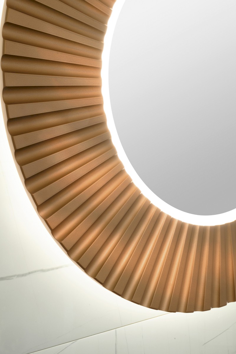 PRIDE STRIP kulaté zrcadlo s LED osvětlením v rámu ø 90cm, bronz PD954
