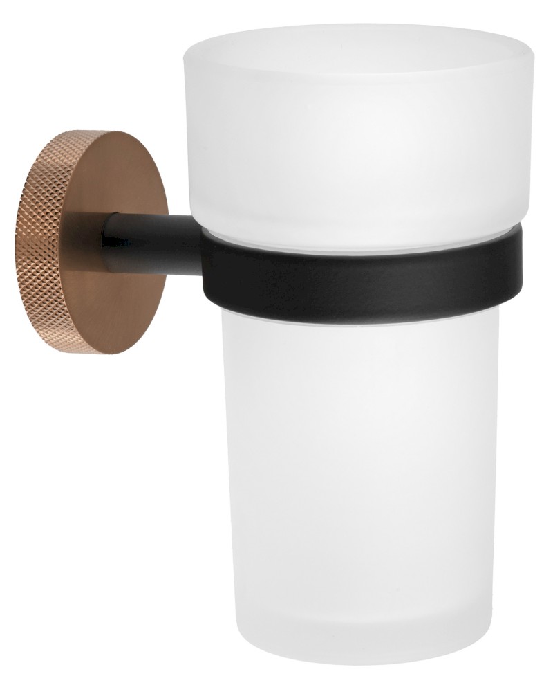 LARISSA sklenka, mléčné sklo, černá/měď mat WS004BC