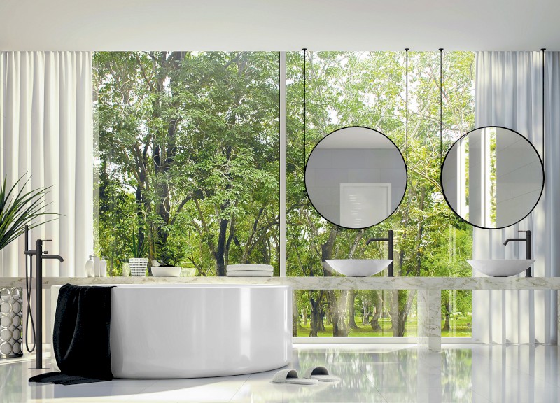 VERSI vanová baterie s připojením do podlahy, černá mat RV021/15