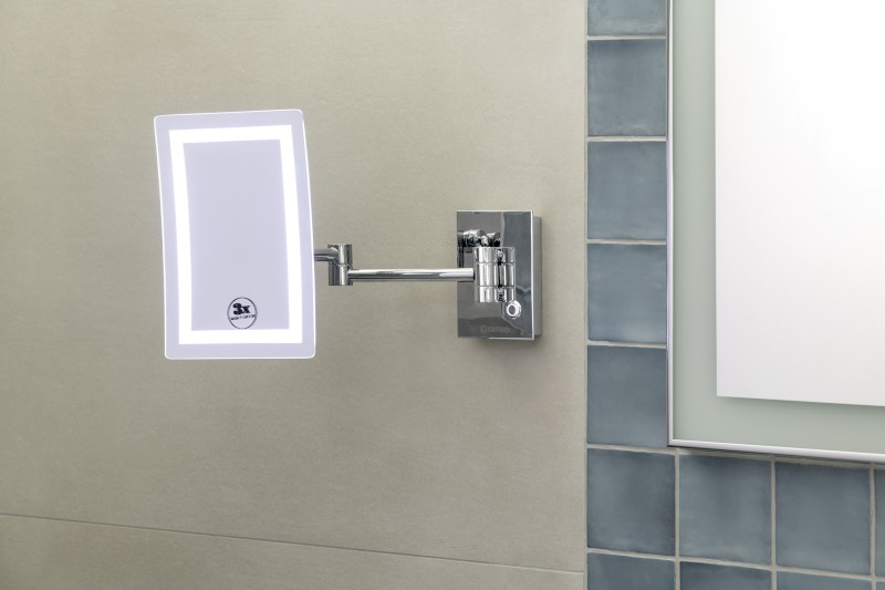 Kosmetické zrcátko závěsné LED, 160x240mm, chrom MW834