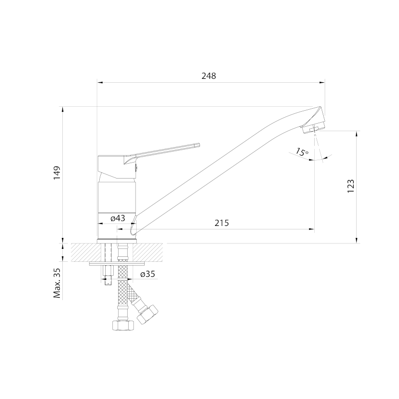 SINTRA stojánková dřezová baterie, černá mat SX070B