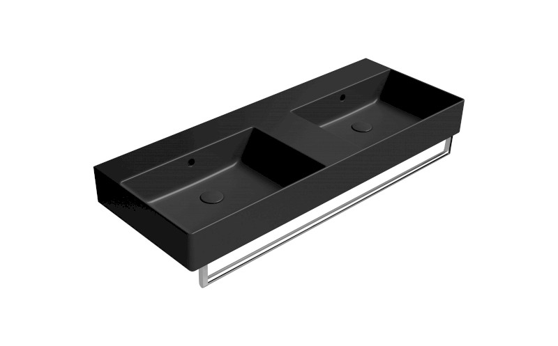 KUBE X keramické dvojumyvadlo 120x47cm, bez otvoru, černá mat 9425026