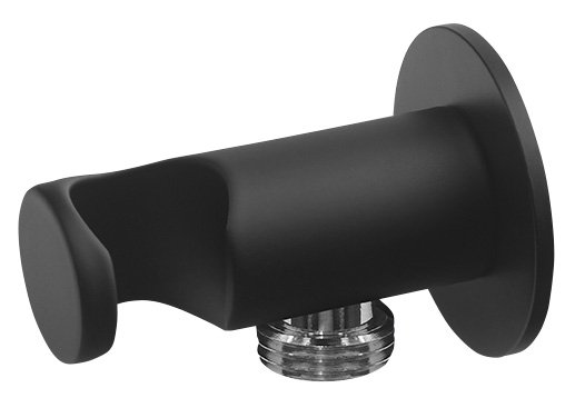 Držák sprchy kulatý, pevný, s vyústěním, černá mat SG203NE