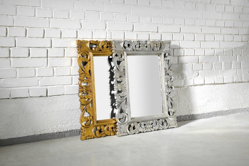 SAMBLUNG zrcadlo ve vyřezávaném rámu 60x80cm, zlatá IN121