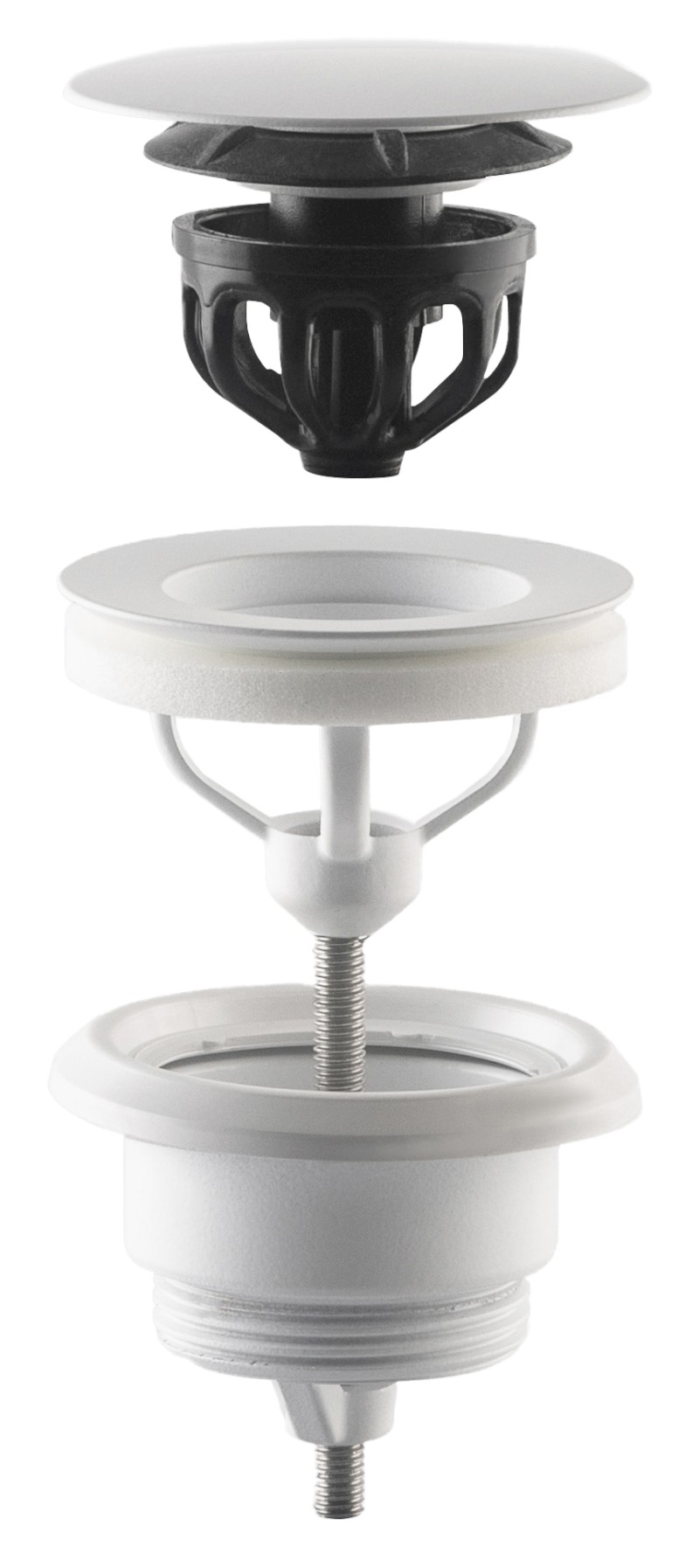 Umyvadlová výpust 5/4“, click-clack, velká zátka, 10-45mm, bílá mat 7532.310.5XD