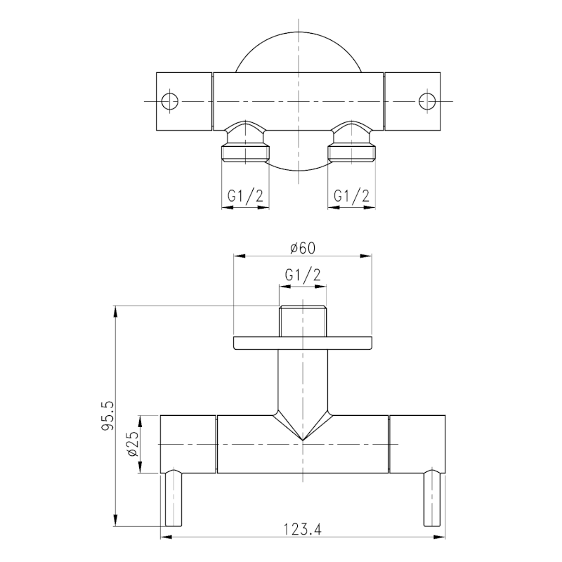 Dvojventil pro napojení bidetové sprchy a WC, chrom 1209-04-B