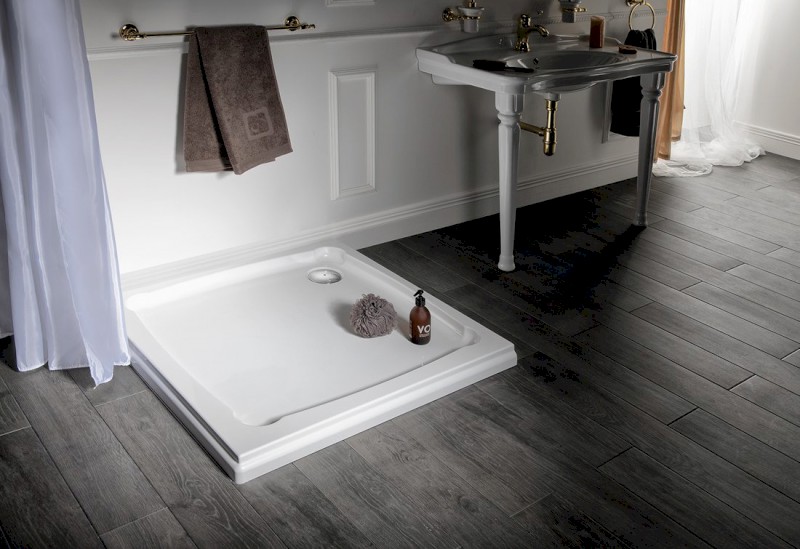 DIONA sprchová vanička z litého mramoru, čtverec 90x90x7,5cm, bílá GD009