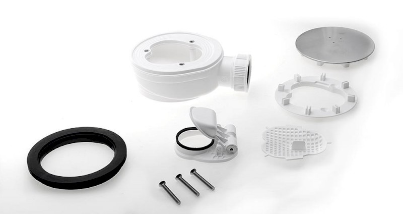 Vaničkový sifon, průměr 90mm, DN40, extra nízký, krytka nerez lesk 1722C