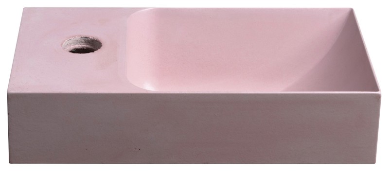 PICCOLINO betonové umývátko 30,8x17cm, baterie vlevo, růžová mat PK30021