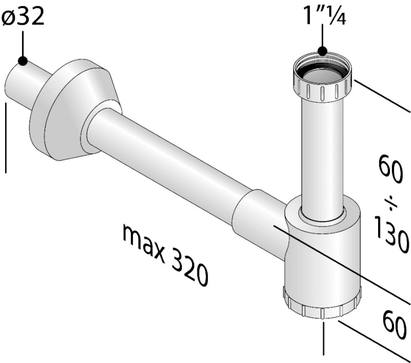 CRONO umyvadlový sifon 5/4