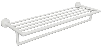 X-ROUND WHITE polička na ručníky s hrazdou 500mm, bílá mat XR421W